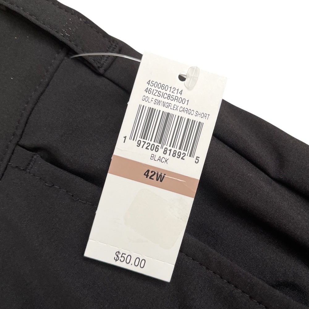IZOD Golf Swingflex Cargo Shorts Black Mens 42 Waist 9.5 Inseam New With Tags - Picture 2 of 5